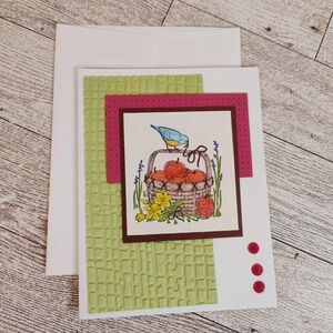 Handmade Card Apple Basket Bluebird‎ Blank Note Card Greeting Card Any Occasion